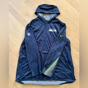 3XL Seattle Seahawks Heather Blue Long Sleeve Nike Dri-Fit T-Shirt Hoodie